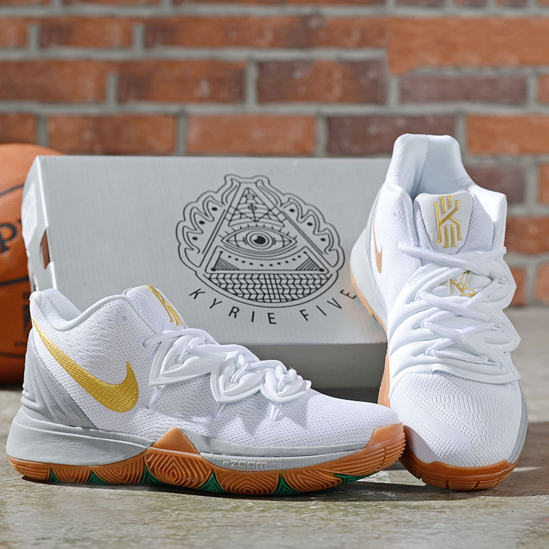 2019 Men Nike Kyrie Irving 5 White Yellow Green Shoes